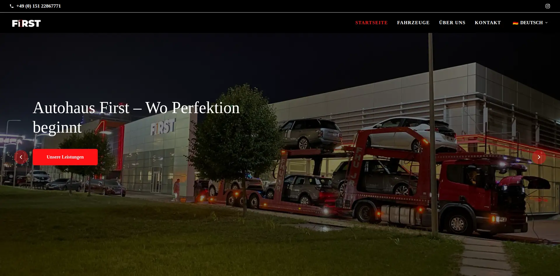 Screenshot der Website Autohaus First