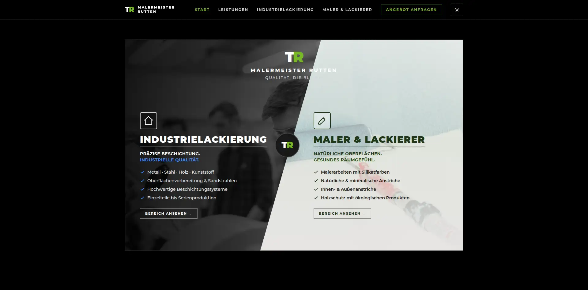 Screenshot der Website Malermeister Rutten
