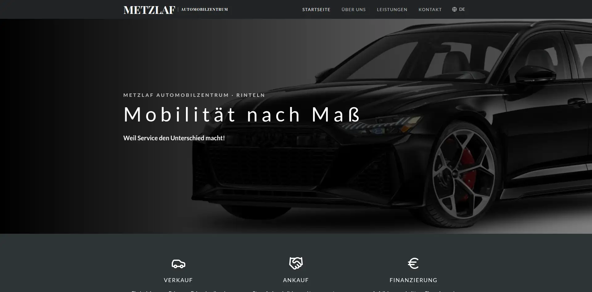 Screenshot der Website Metzlaf Automobilzentrum