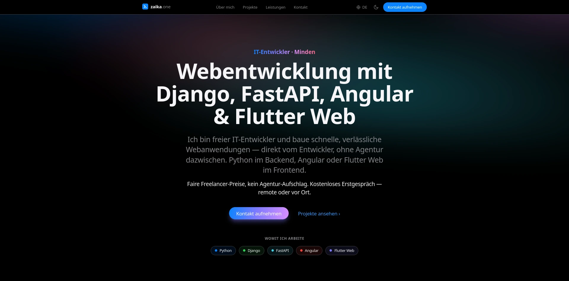 Screenshot der Website zaika.one